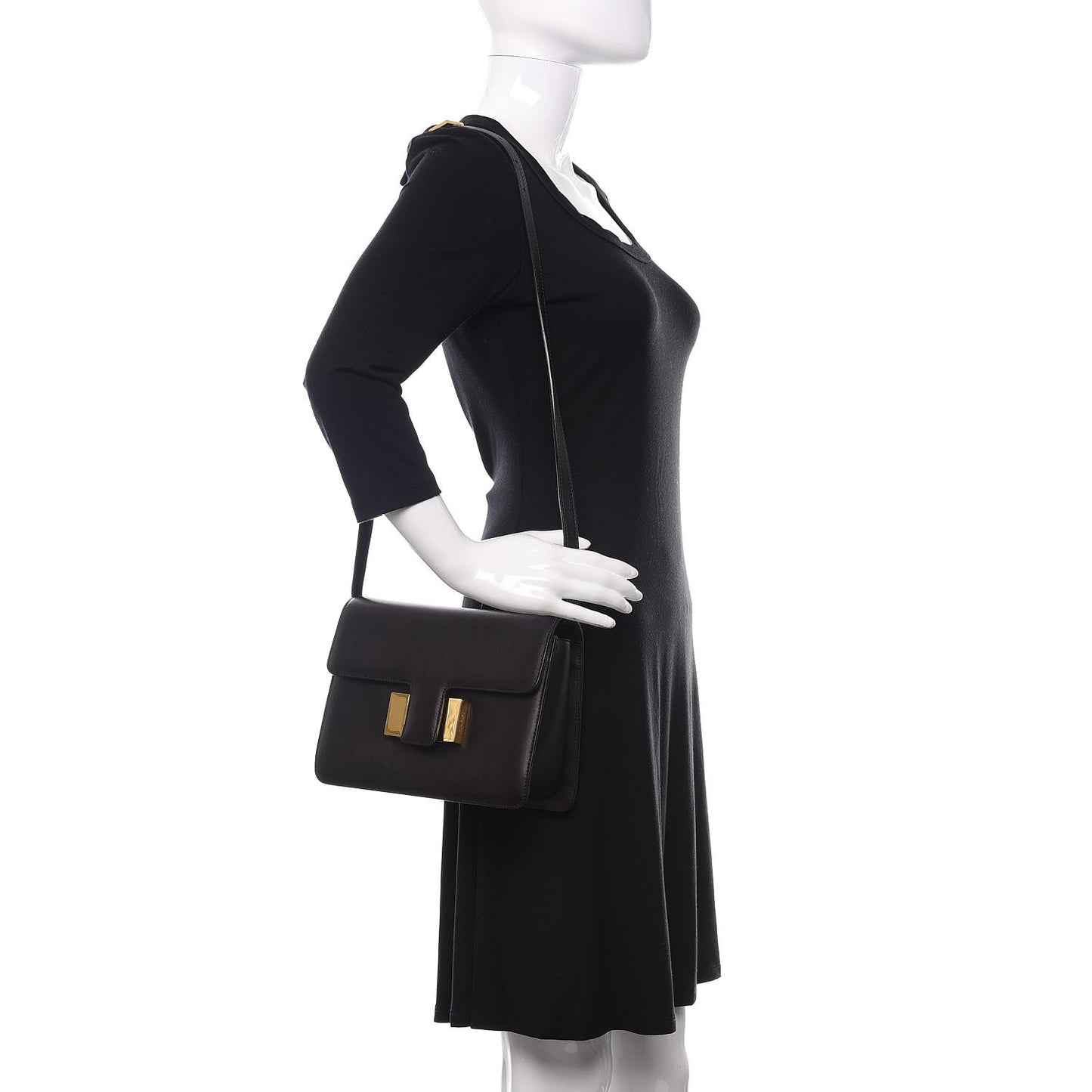 Calfskin Medium Sienna Crossbody Bag Black