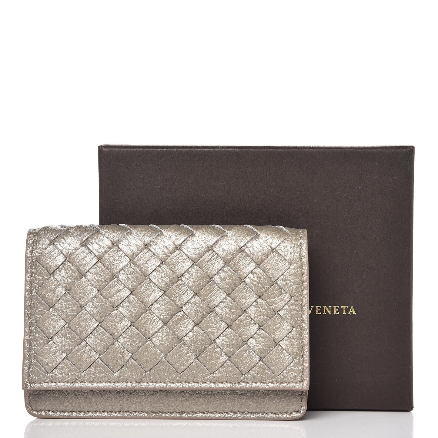 Cervo Metal Intrecciato Card Case Fume