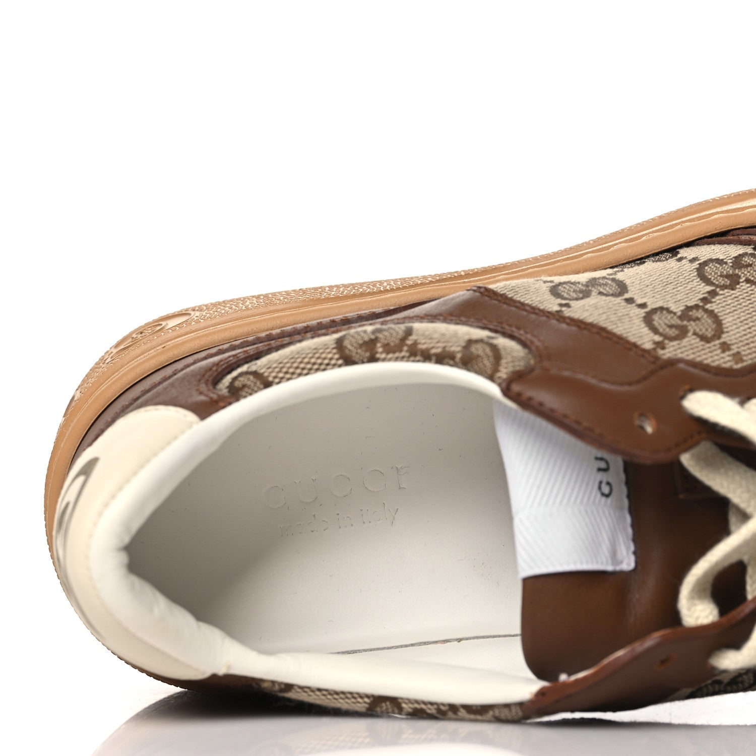 Gucci Calfskin GG Monogram Womens Platform 55mm Sneakers 37.5 Hezelnut Beige Ebony Mystic White 6 of 7