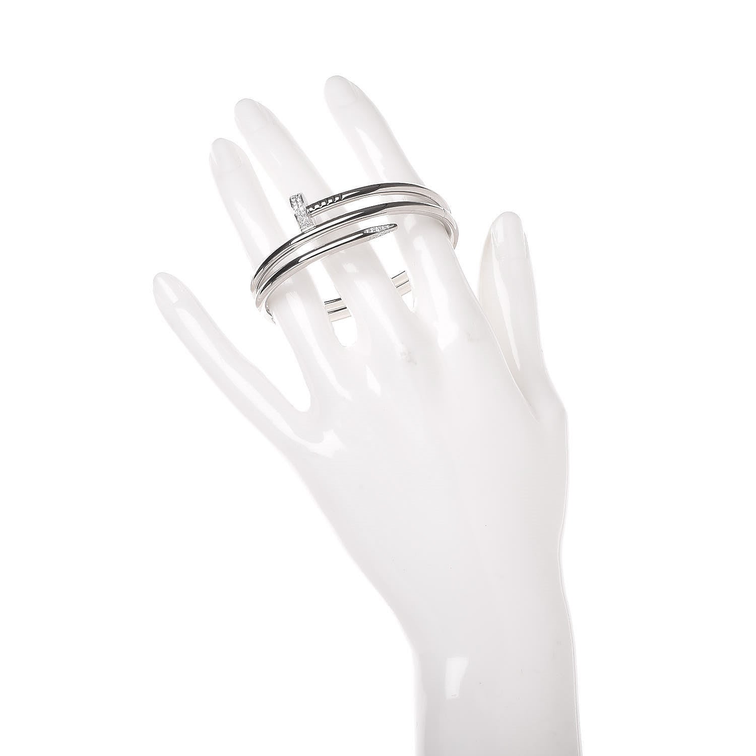 Cartier 18K White Gold Diamond Double Wrap Juste Un Clou Bracelet 15 2 of 4