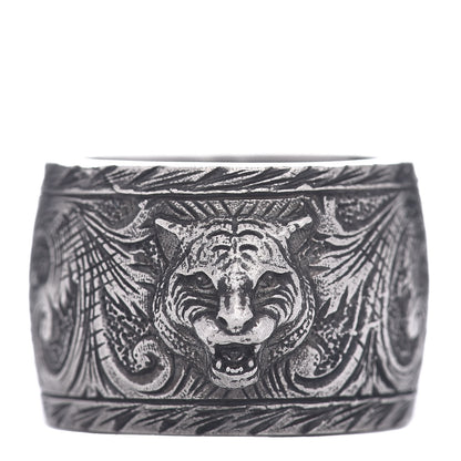 Gucci Sterling Silver Wide Feline Band Ring 53 6.25 1 of 5