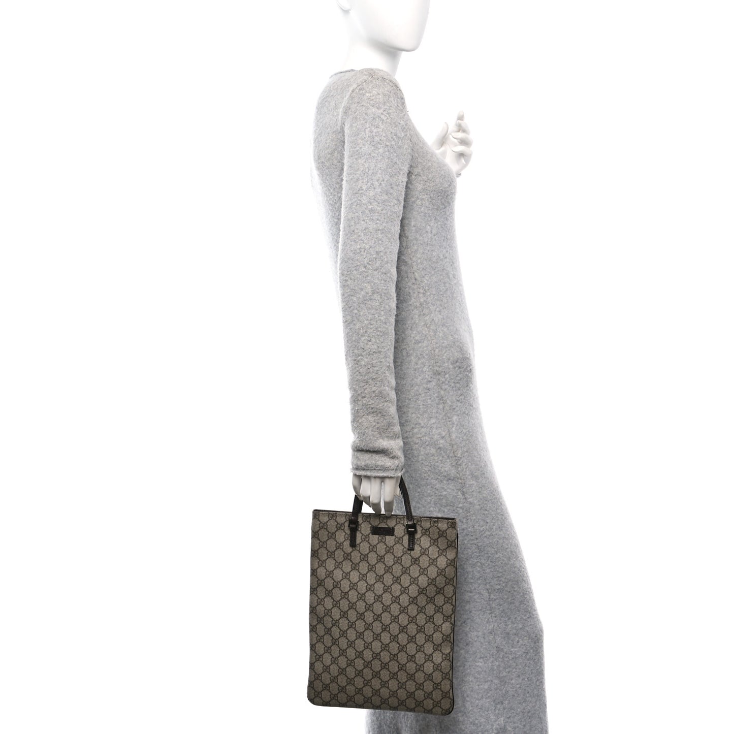 GG Plus Monogram Flat Vertical Tote Dark Brown