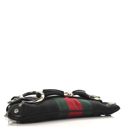 Gucci Monogram Web Horsebit Chain Clutch Black 4 of 11