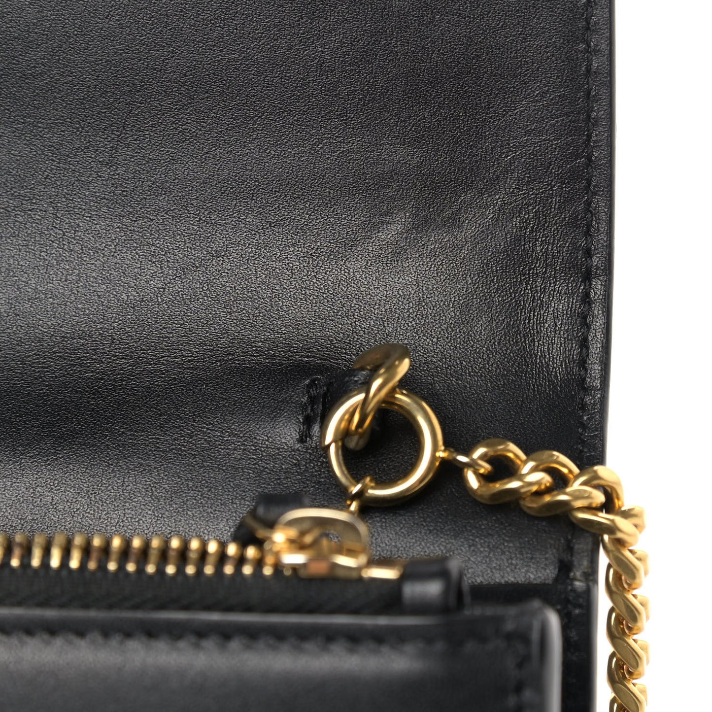 Smooth Calfskin Classic Monogram Kate Tassel Chain Wallet Black