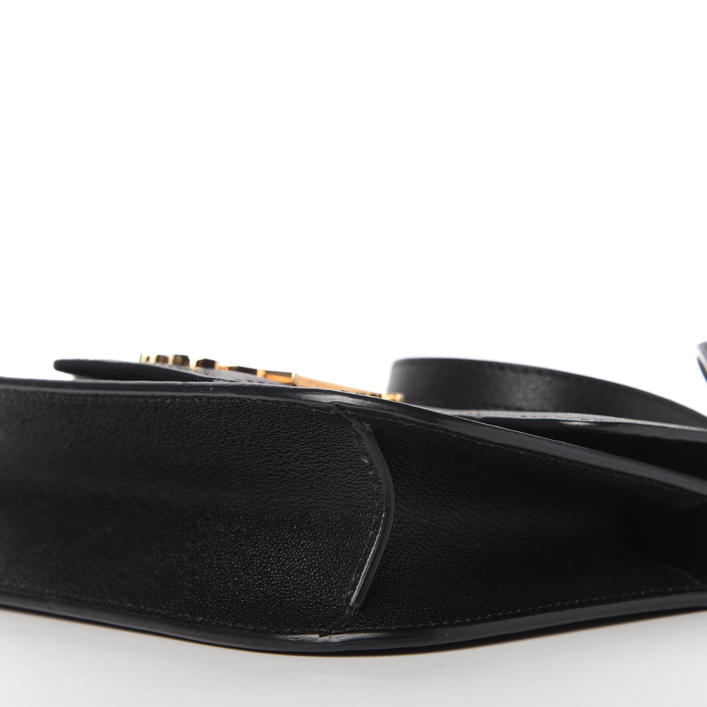 Grained Calfskin Small Insignia Flap Black