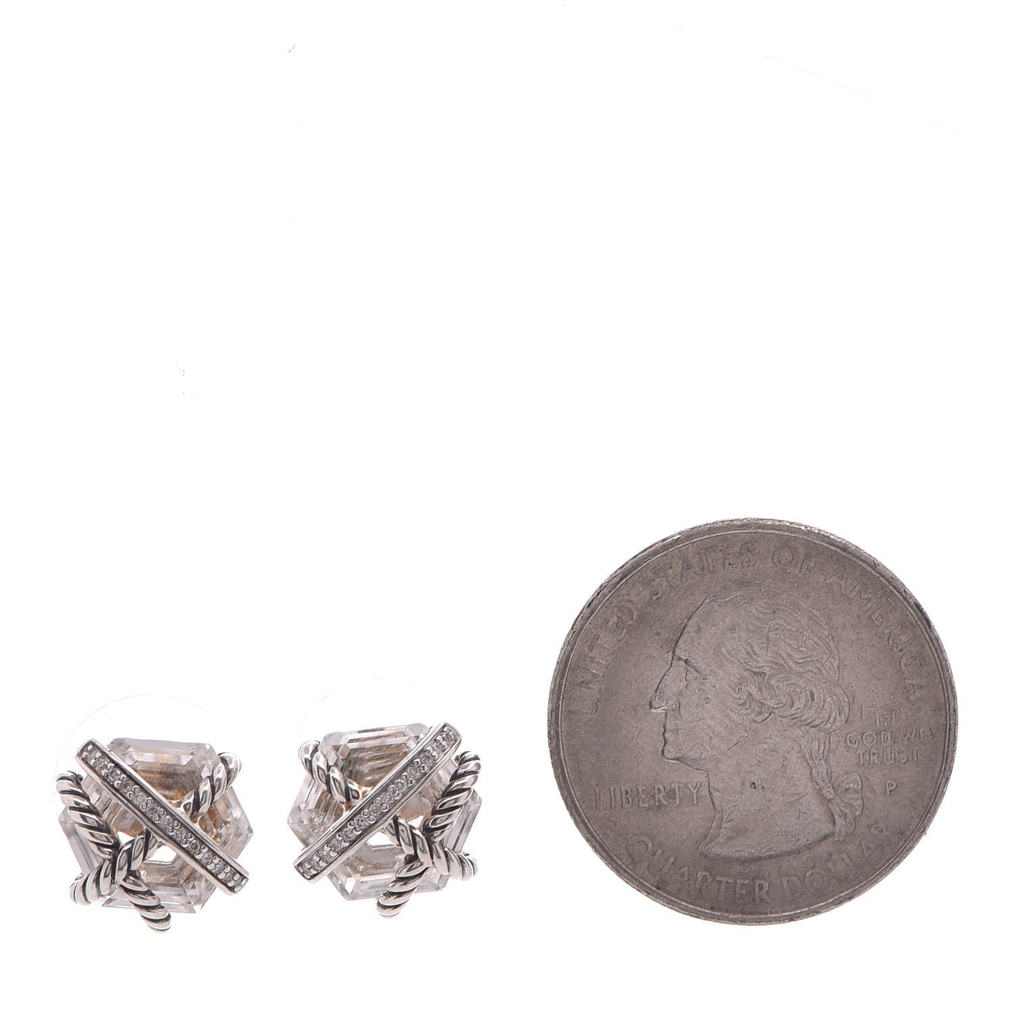 Sterling Silver Diamond Crystal 10mm Cable Wrap Earrings