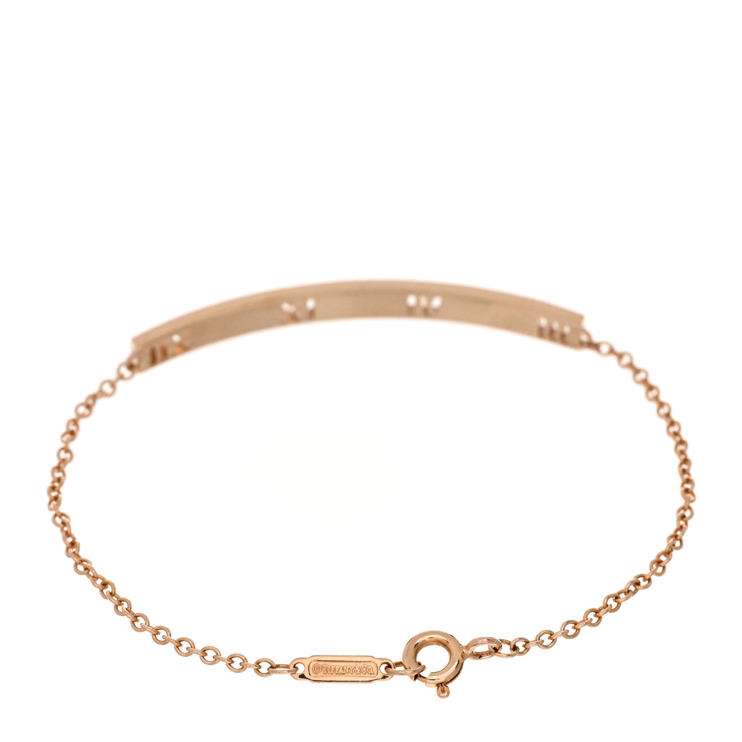 Tiffany 18K Rose Gold Diamond Atlas Bar Pierced Bracelet 2 of 4