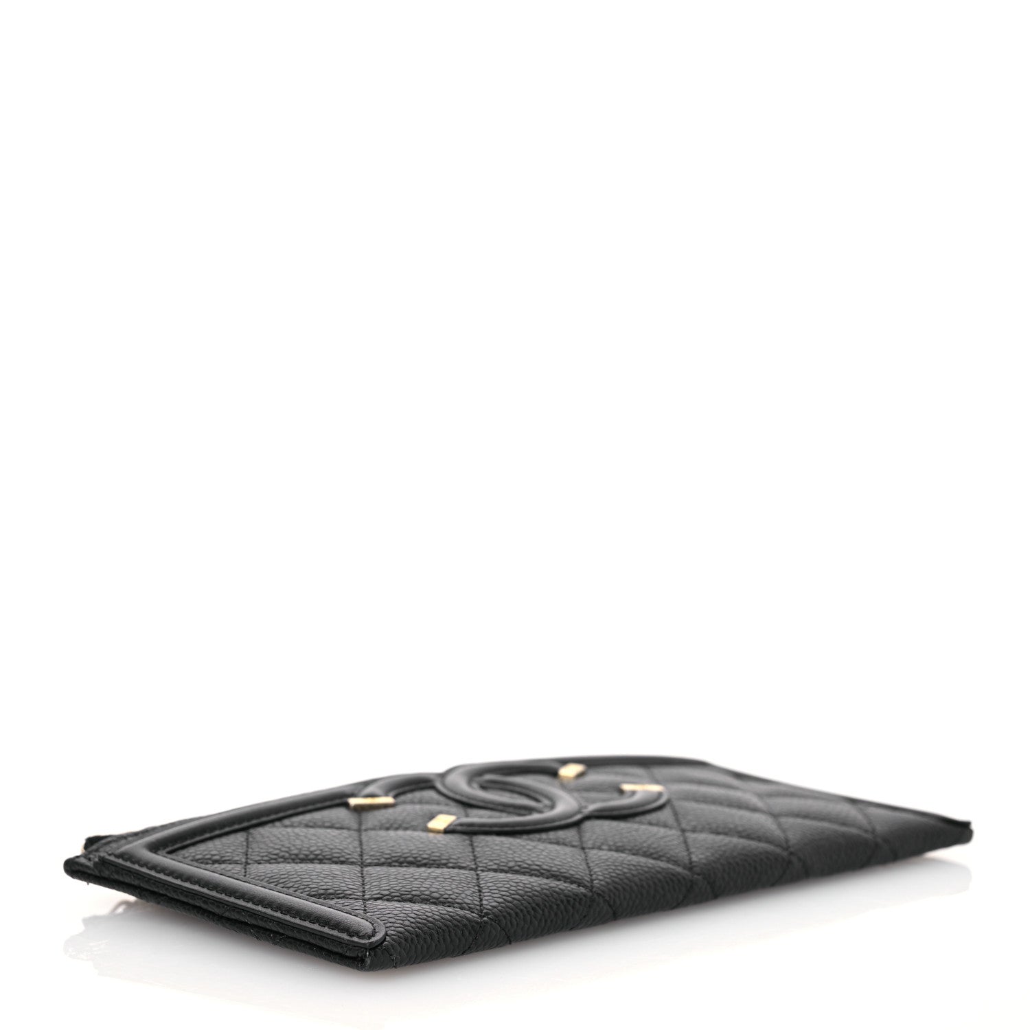 Chanel Caviar Quilted Filigree Zip Pouch Black 4 of 9