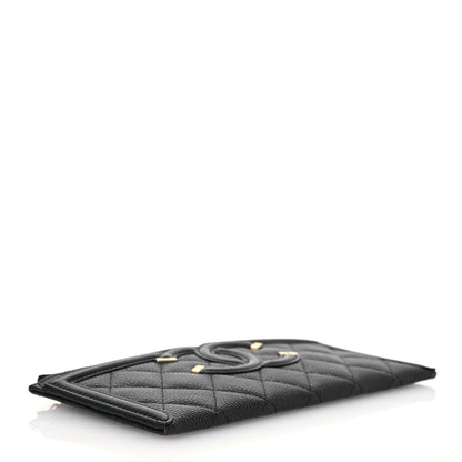 Chanel Caviar Quilted Filigree Zip Pouch Black 4 of 9