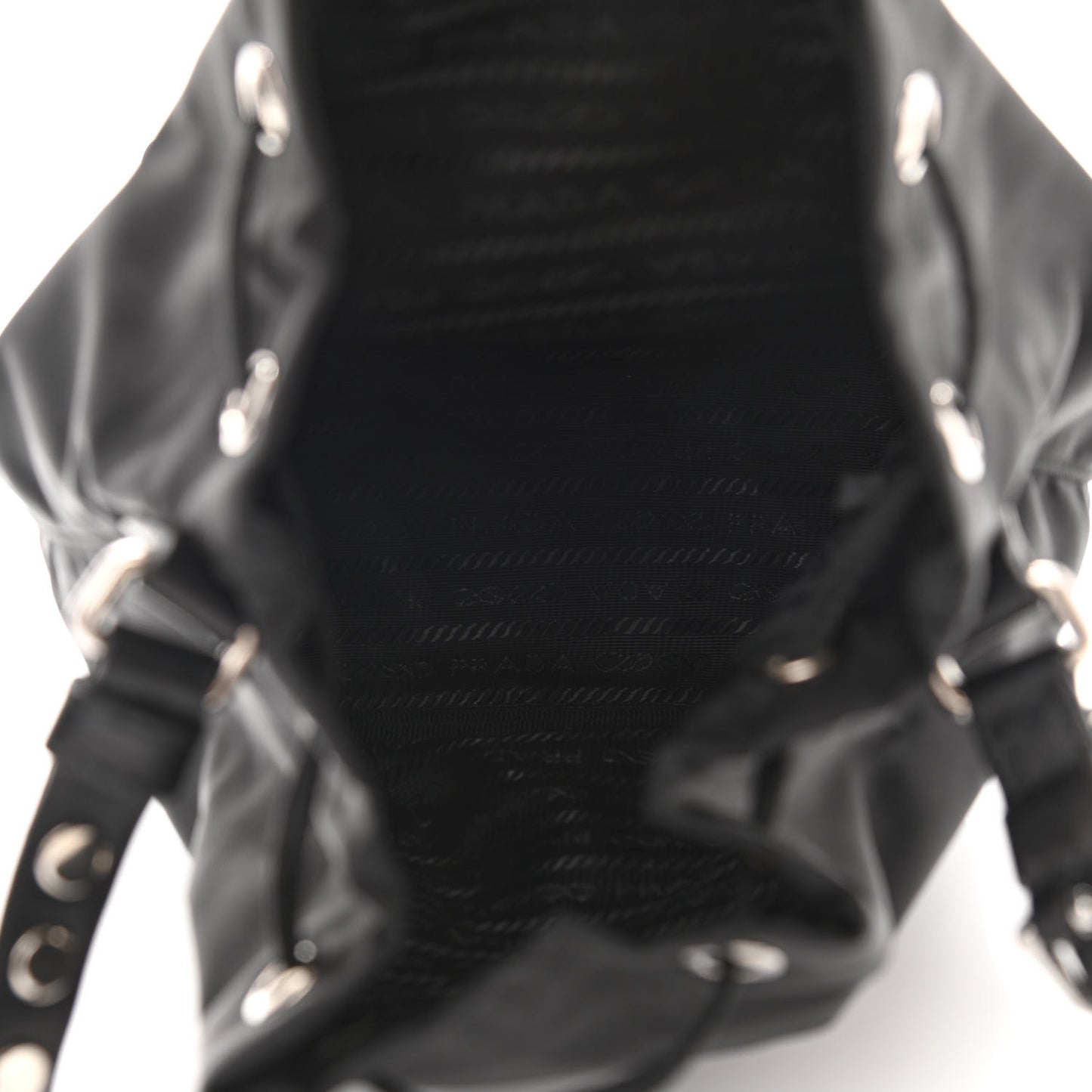 Tessuto Nylon Studded New Vela Mini Bucket Crossbody Bag Black
