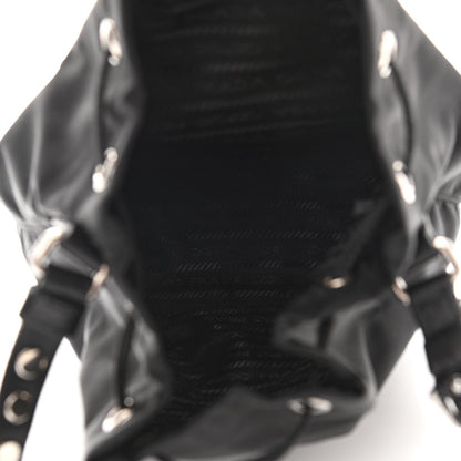 Prada Tessuto Nylon Studded New Vela Mini Bucket Crossbody Bag Black 6 of 9