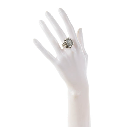 David Yurman Sterling Silver Pave Diamond 16mm Large Labyrinth Ring 54 7 2 of 6