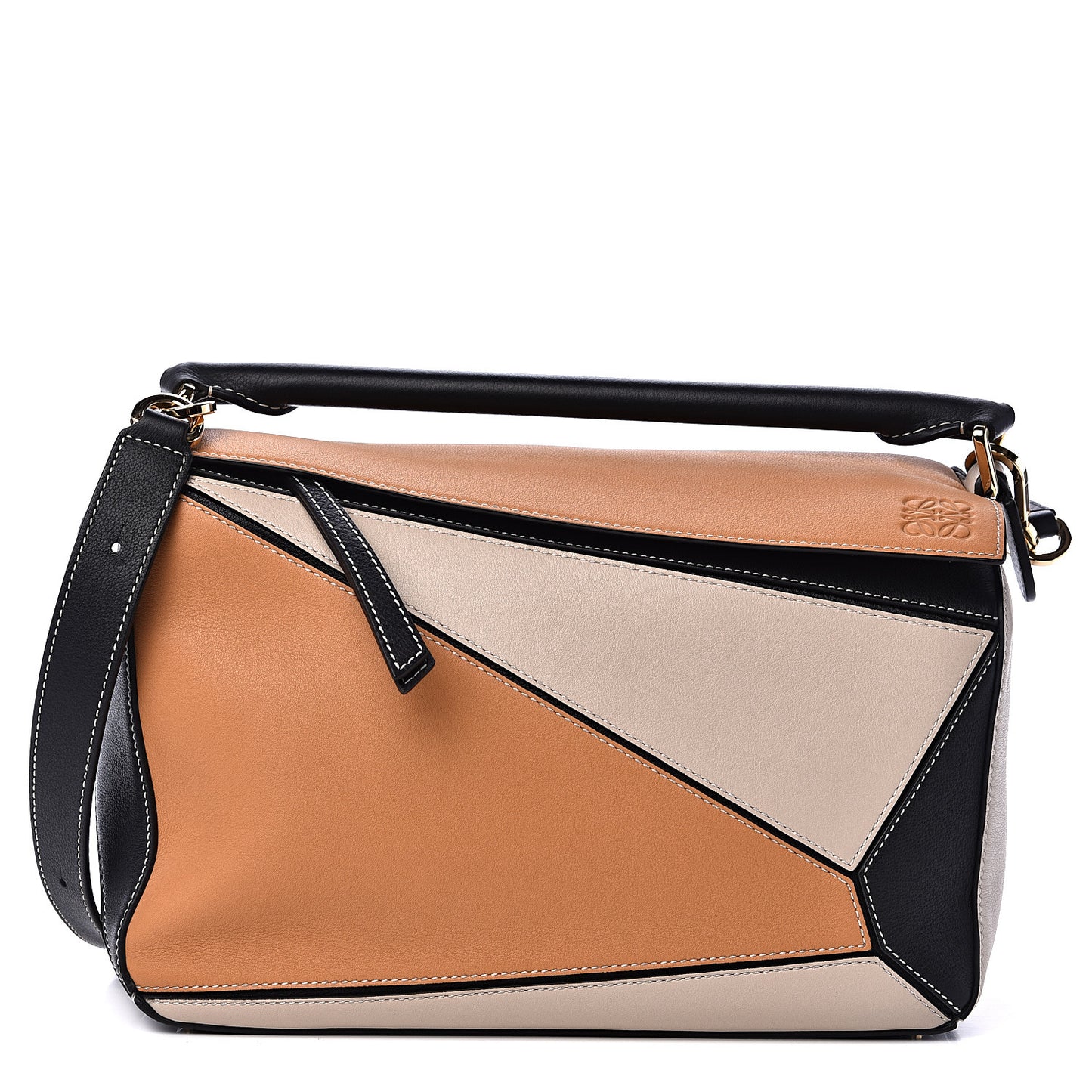 Grained Calfskin Medium Puzzle Bag Amber Light Oat