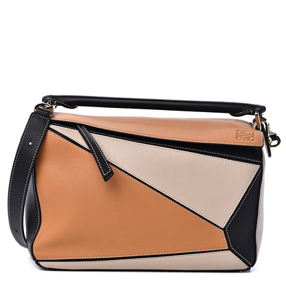 Loewe Grained Calfskin Medium Puzzle Bag Amber Light Oat 1 of 9