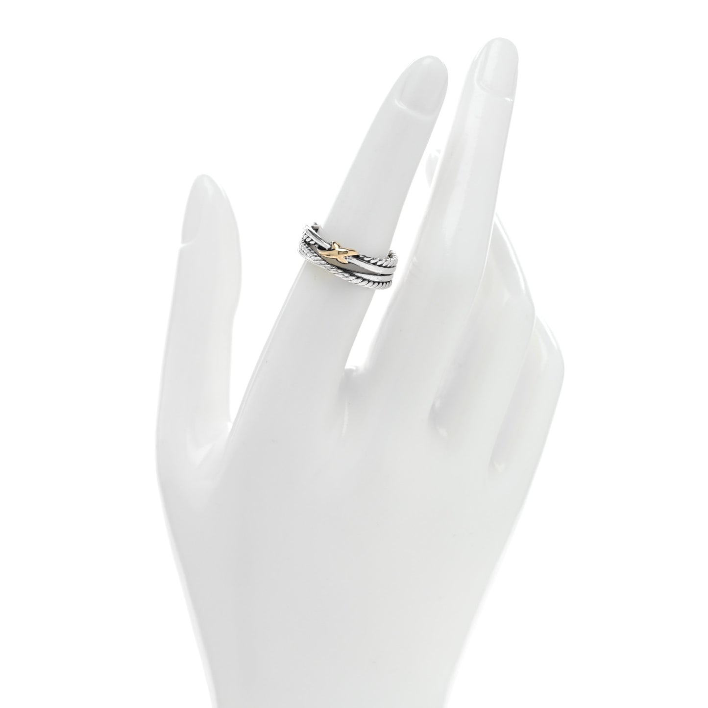 Sterling Silver 18K Yellow Gold 6mm X Crossover Ring 53 6.25