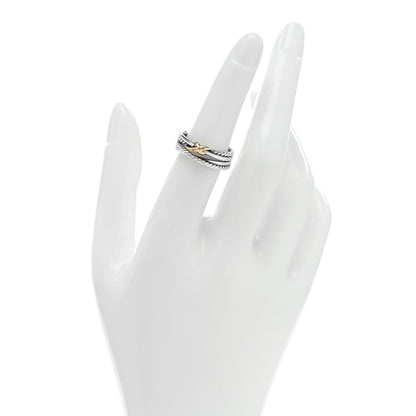 David Yurman Sterling Silver 18K Yellow Gold 6mm X Crossover Ring 53 6.25 2 of 4