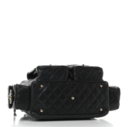 Chanel Calfskin Quilted Small Cambon Multipocket Reporter Black White 3 of 15