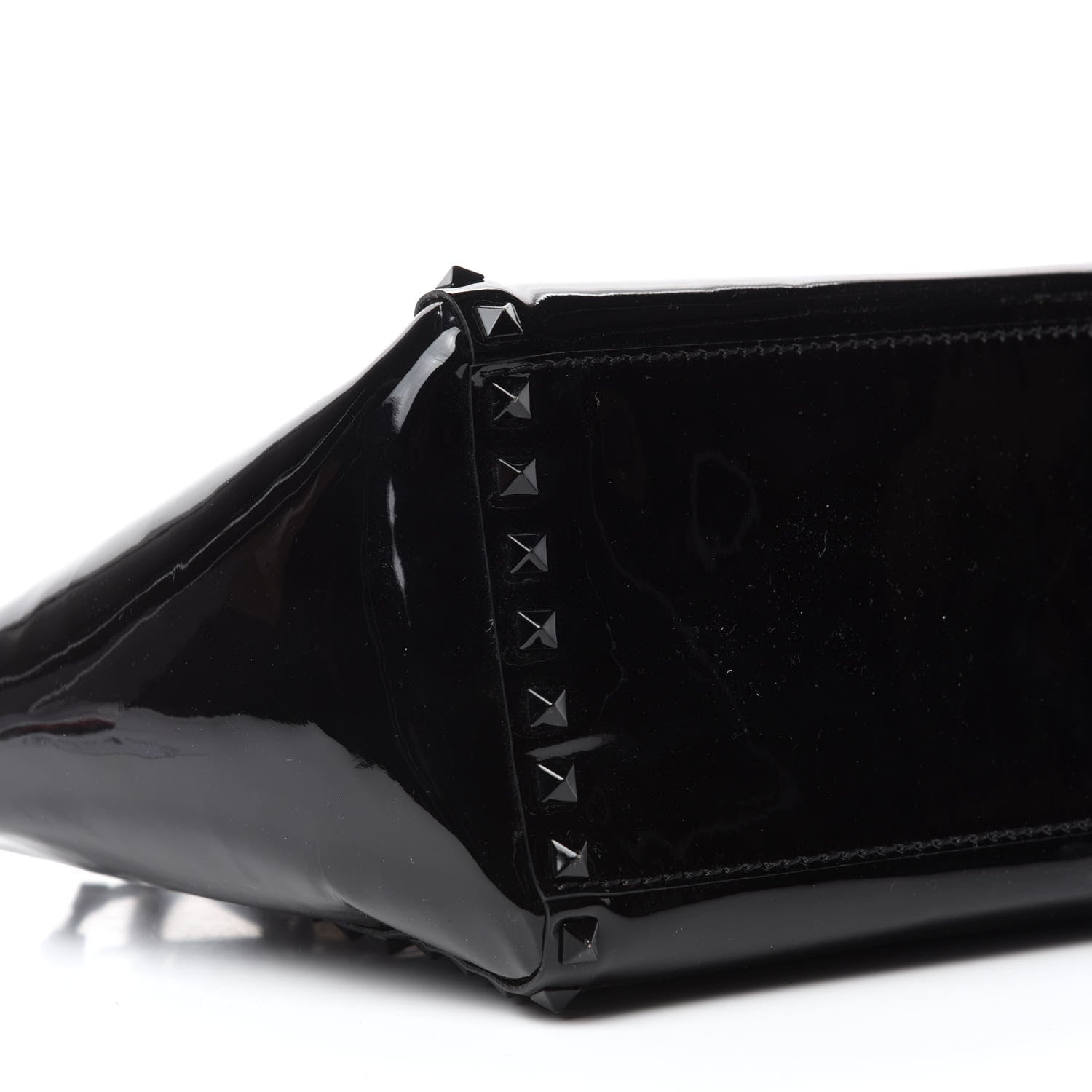 Valentino Garavani Patent Monochrome Small Rockstud Double Handle Tote Black 6 of 10