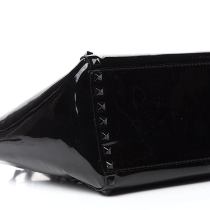 Valentino Garavani Patent Monochrome Small Rockstud Double Handle Tote Black 6 of 10