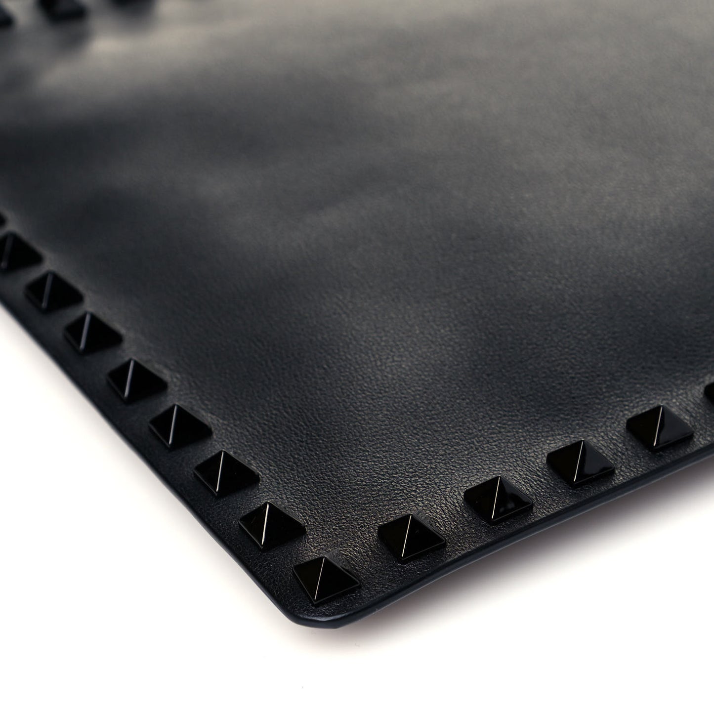 Vitello Large Rockstud Zip Pouch Black