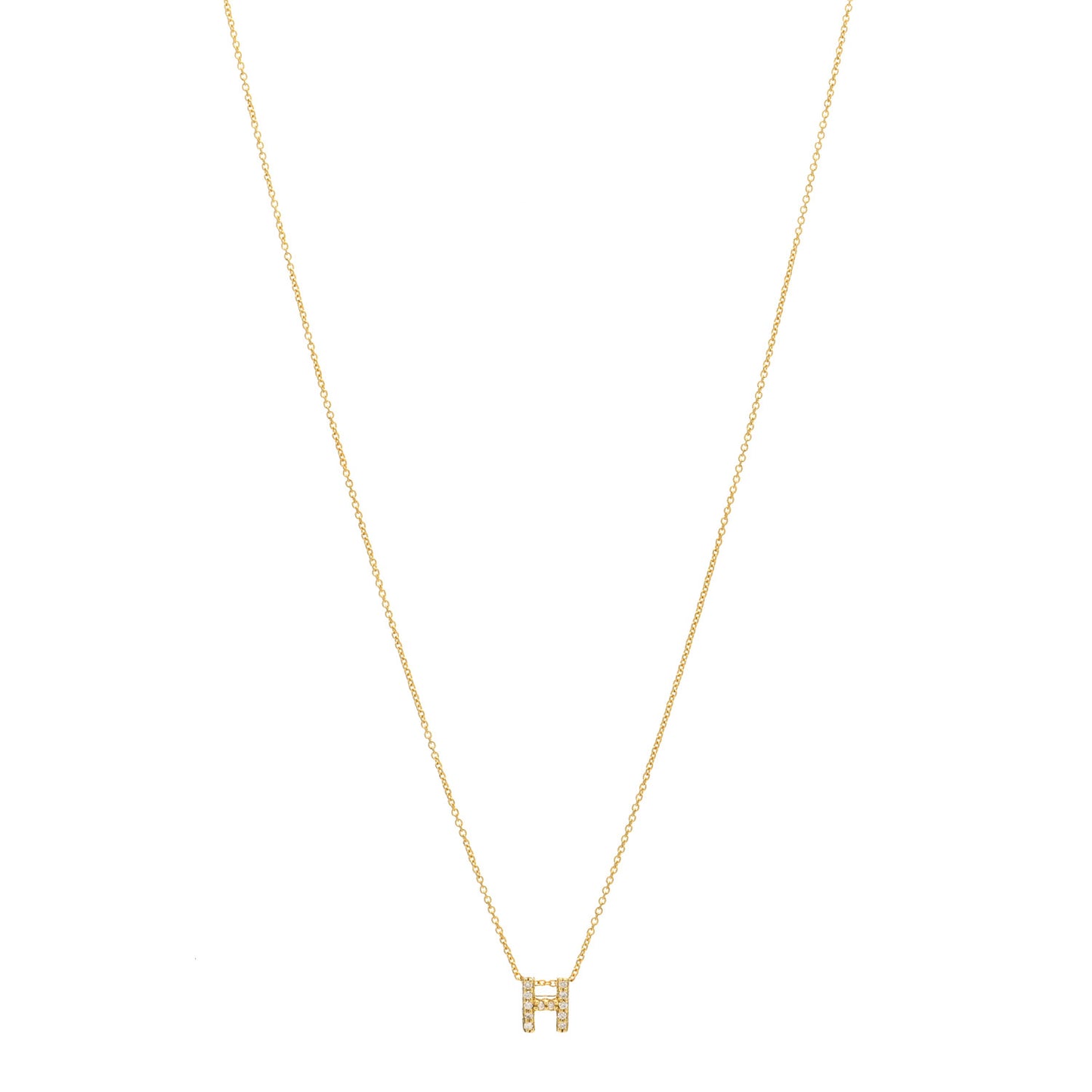 18K Yellow Gold Diamond Love Letter H Pendant Necklace