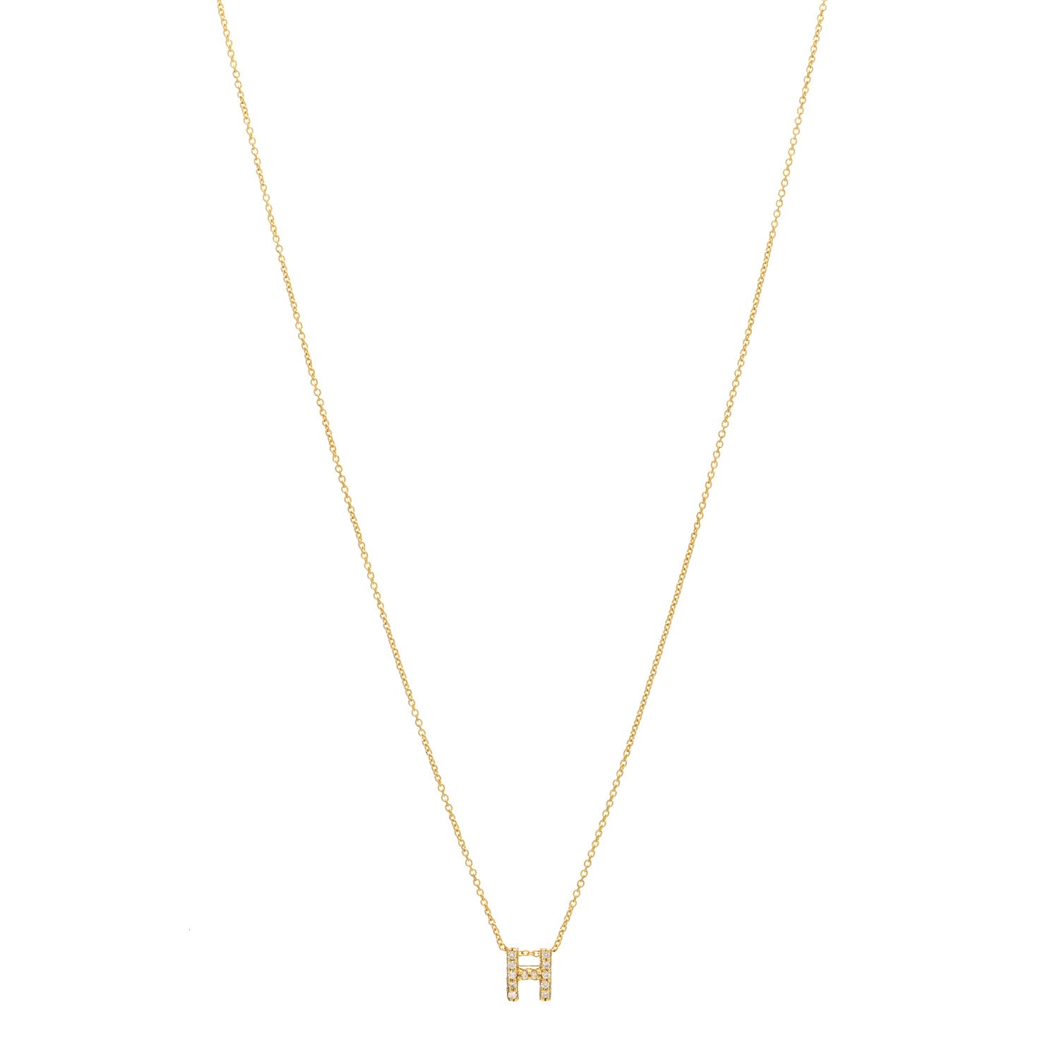Roberto Coin 18K Yellow Gold Diamond Love Letter H Pendant Necklace 1 of 5