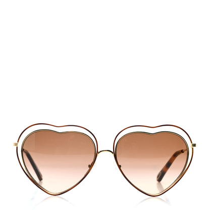 Chloe Metal Poppy Love Heart Sunglasses CE131S Gold Brown 2 of 4