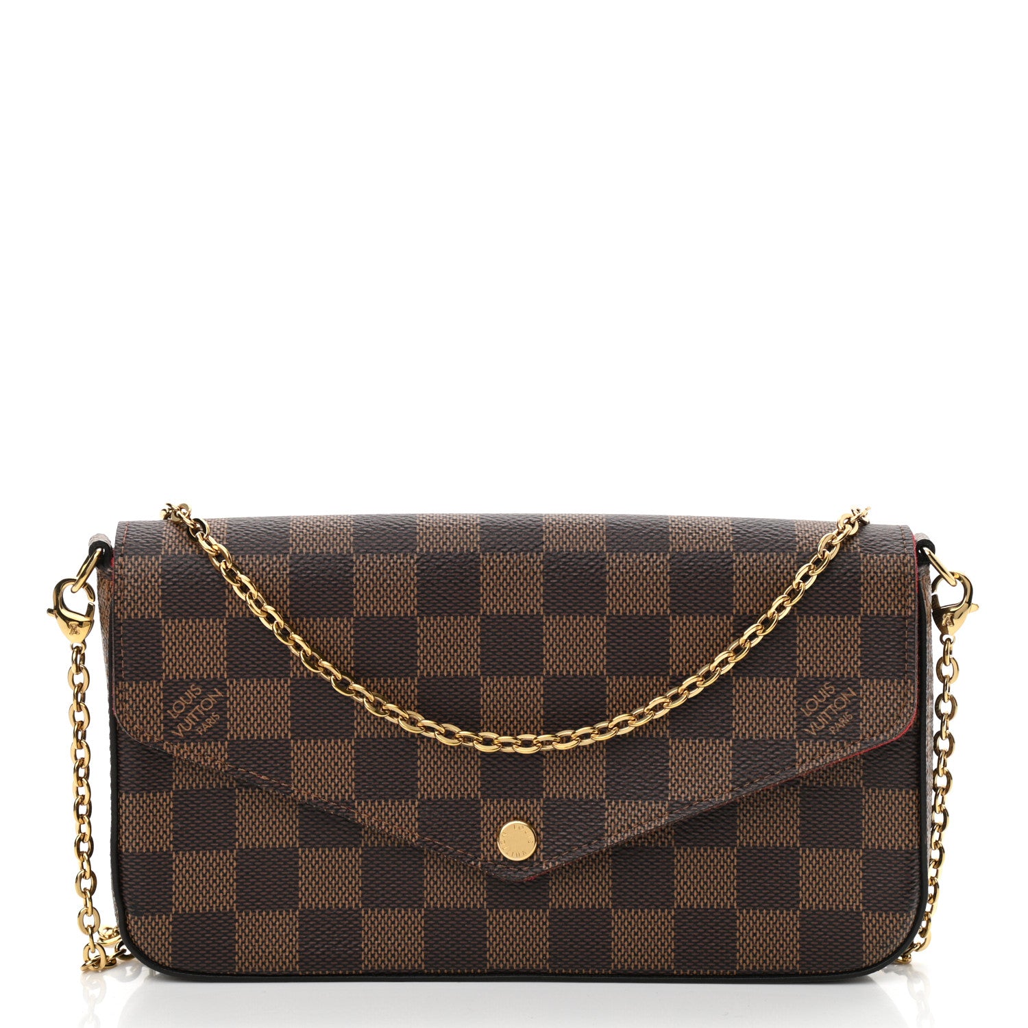 Louis Vuitton Damier Ebene Pochette Felicie Chain Wallet 3 of 11