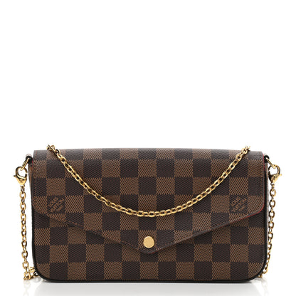 Louis Vuitton Damier Ebene Pochette Felicie Chain Wallet 3 of 11