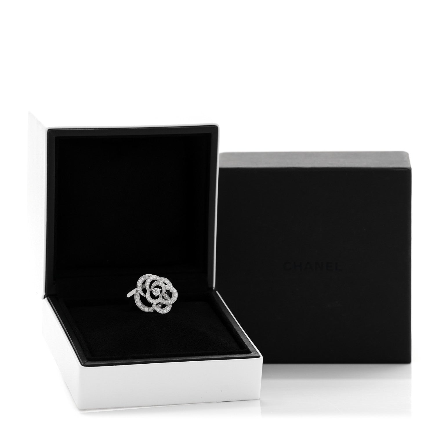 Chanel 18K White Gold Diamond Fil de Camelia Ring 51 5.75 7 of 7