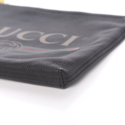Gucci Pebbled Calfskin Medium Logo Portfolio Clutch Black 9 of 11