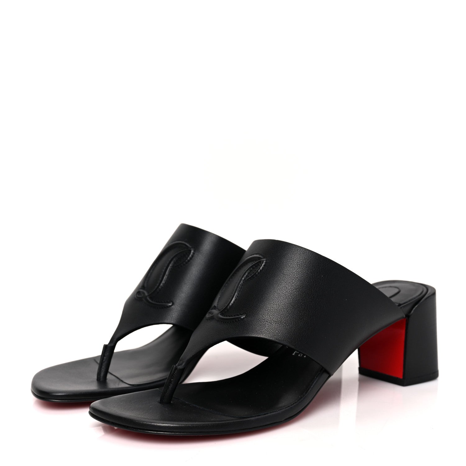 Christian Louboutin Calfskin CL Tongamule 55 Mule 39 Black 3 of 7