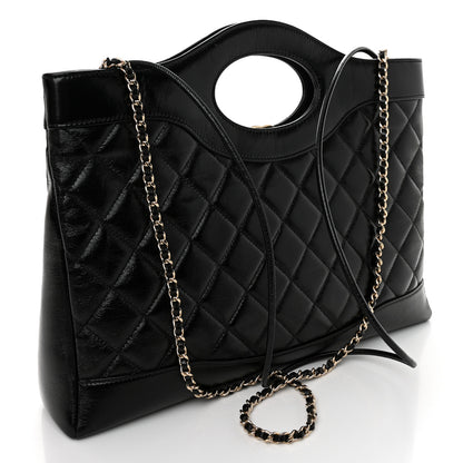 Chanel Shiny Lambskin Quilted 31 Shopping Bag Black 3 of 10