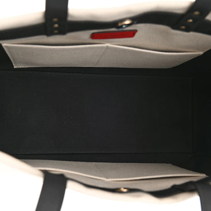 Valentino Garavani Canvas Calfskin VLTN Print Small Rockstud Tote Naturale Black 5 of 9