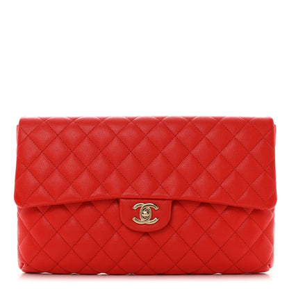 Chanel Caviar Quilted Flap Clutch Red 1 of 7