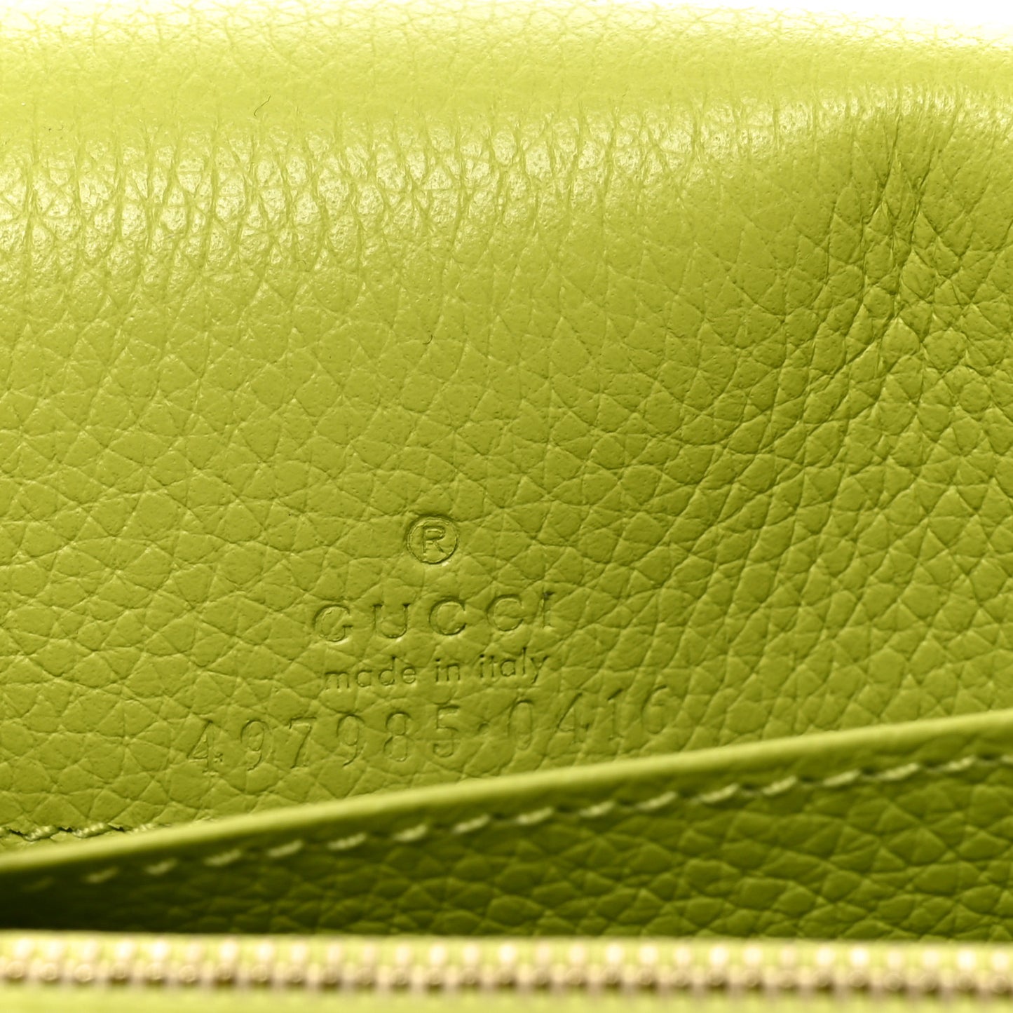 Dollar Calfskin Mini GG Marmont Chain Wallet Beige Bright Green
