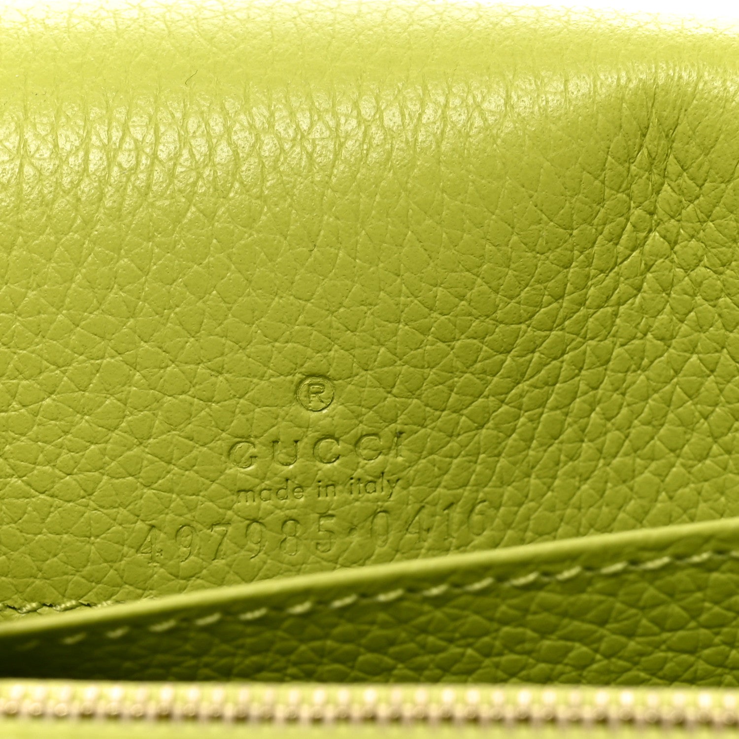 Gucci Dollar Calfskin Mini GG Marmont Chain Wallet Beige Bright Green 6 of 9