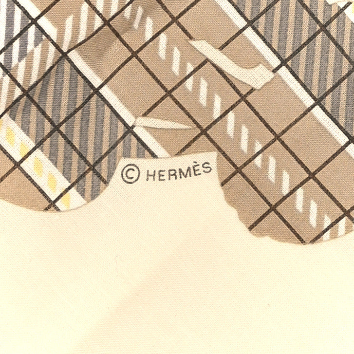 Hermes Cotton Brides De Gala Tartan Handkerchief Beige Ecru 4 of 4