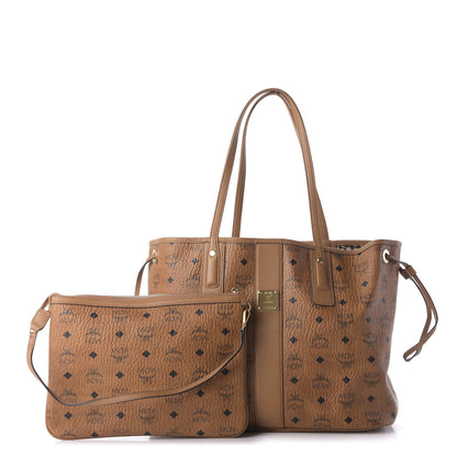 MCM Visetos Medium Liz Reversible Shopper Tote Cognac 1 of 10