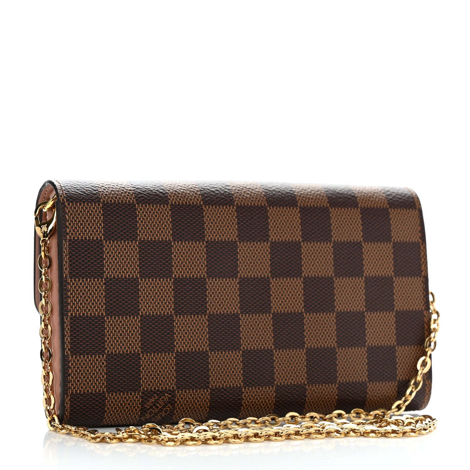 Louis Vuitton Damier Ebene Croisette Chain Wallet Rose Ballerine 2 of 12