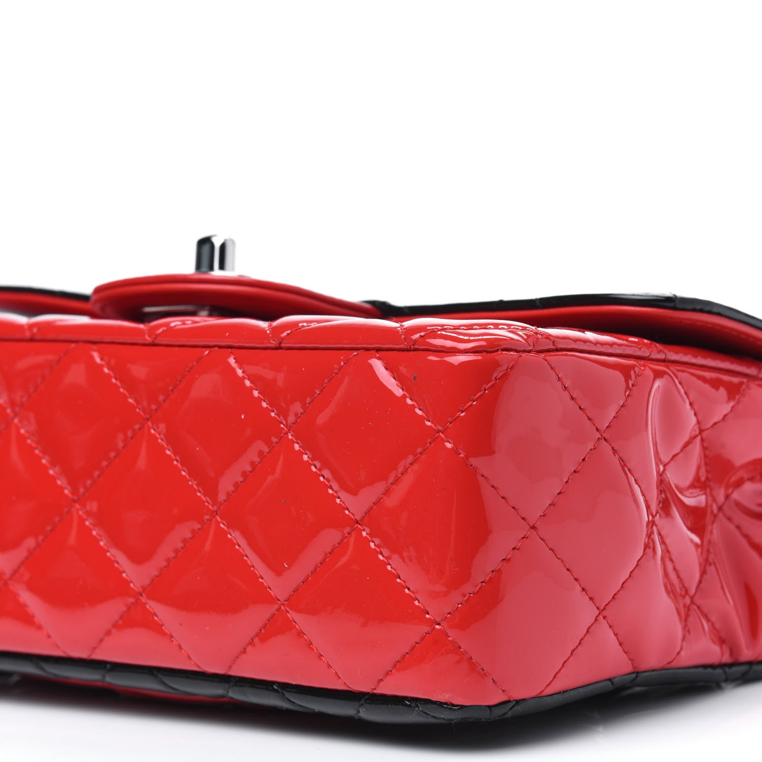 Chanel Patent Calfskin Quilted Bi-Color Mini Rectangular Flap Red Black 10 of 11