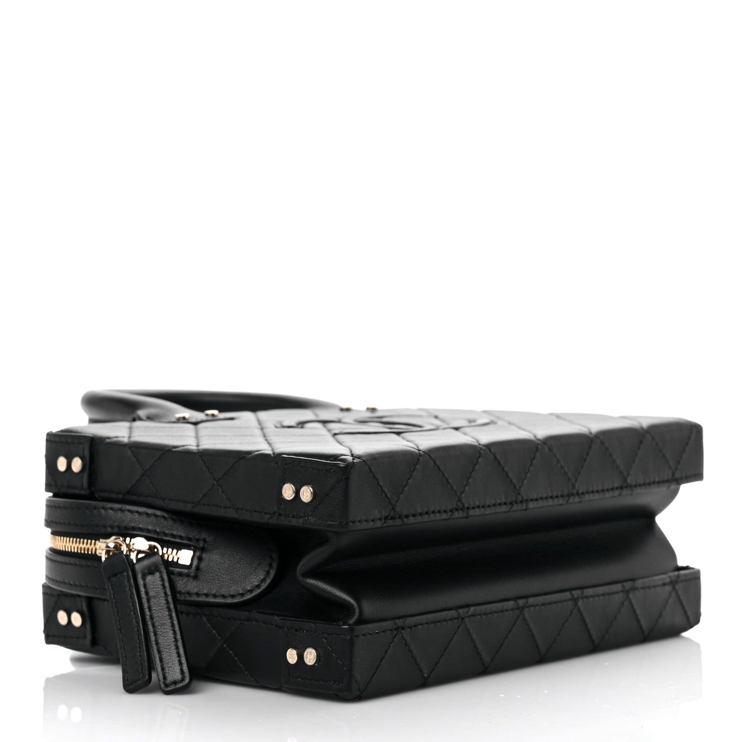 Chanel Calfskin Quilted Studded Square Vanity Case Black 4 of 12
