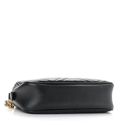 Gucci Calfskin Matelasse Small GG Marmont Chain Shoulder Bag Black 4 of 15