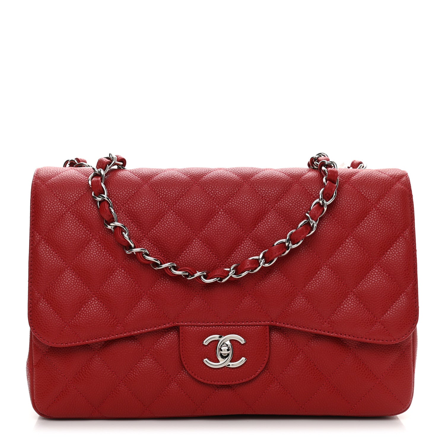 Chanel Caviar Quilted Jumbo Single Flap Red 1 of 10