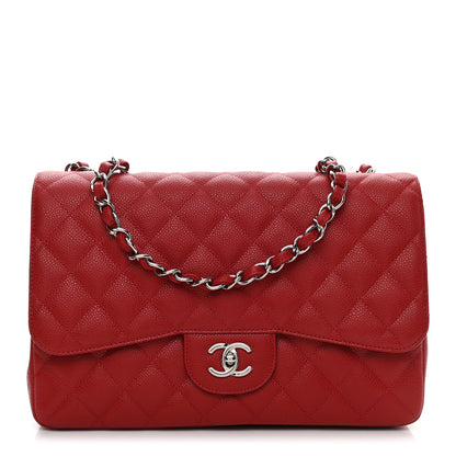 Chanel Caviar Quilted Jumbo Single Flap Red 1 of 10