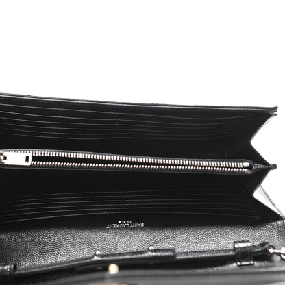 Saint Laurent Grain De Poudre Matelasse Chevron Monogram Chain Wallet Black 5 of 10