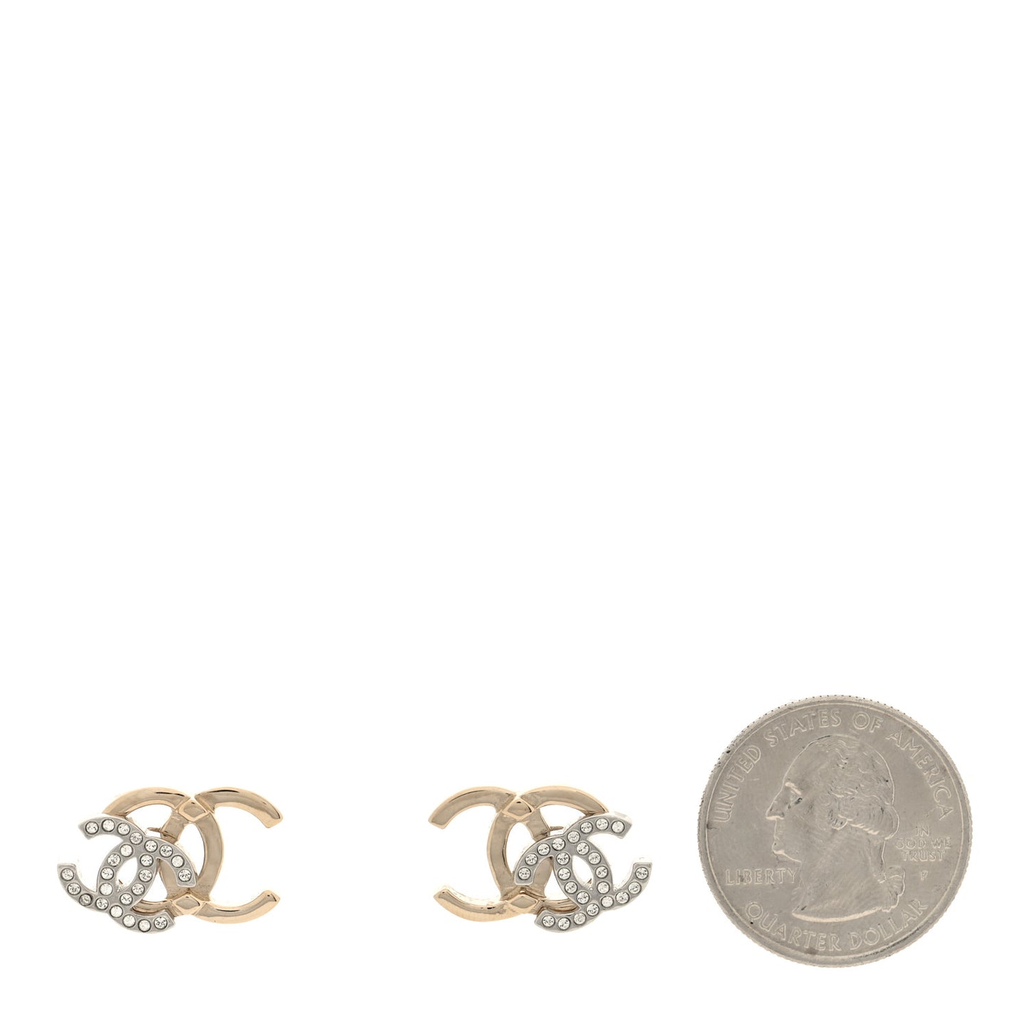 Crystal Double CC Earrings Gold Silver