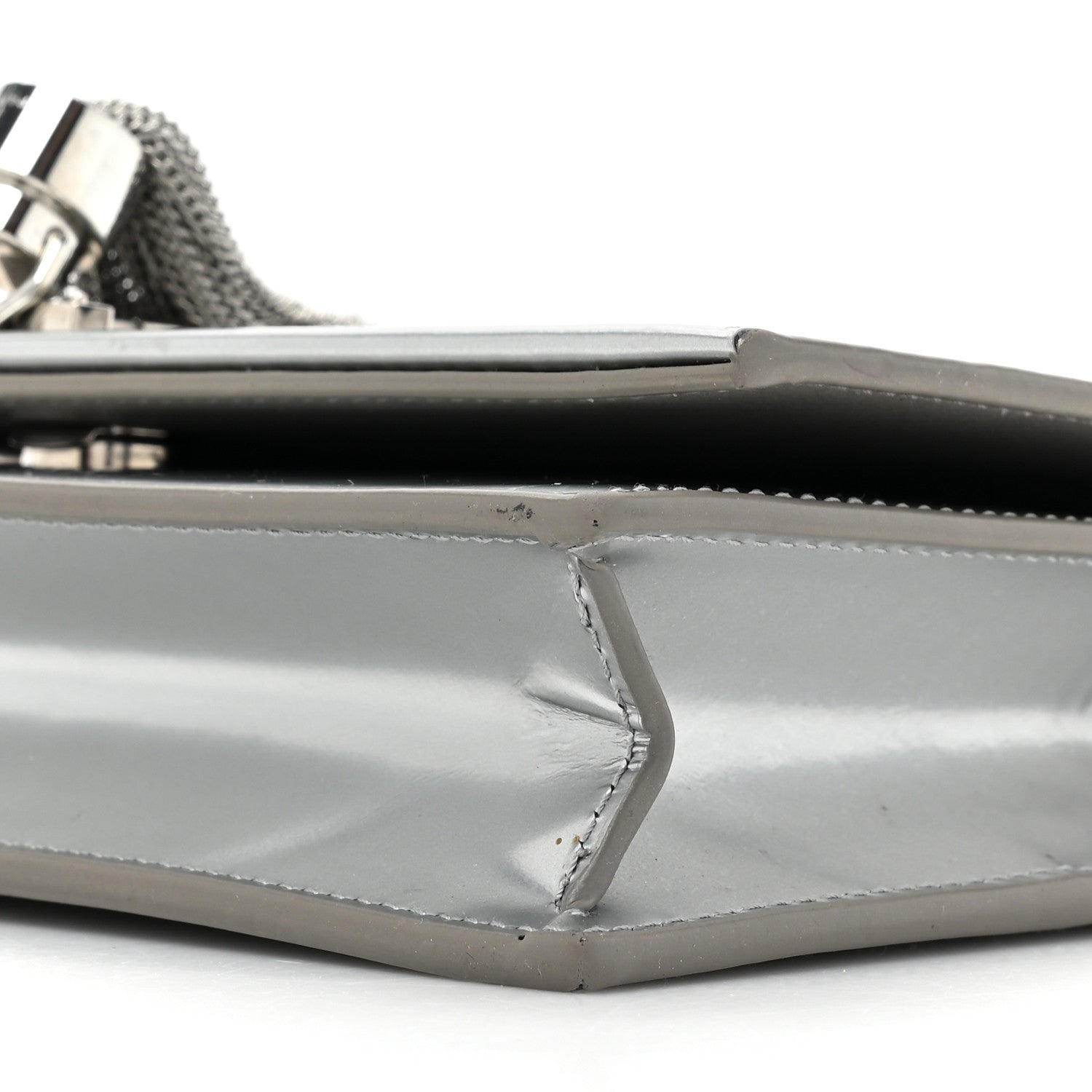 Saint Laurent Metallic Calfskin Kate Monogram Tassel Chain Wallet Silver 9 of 15