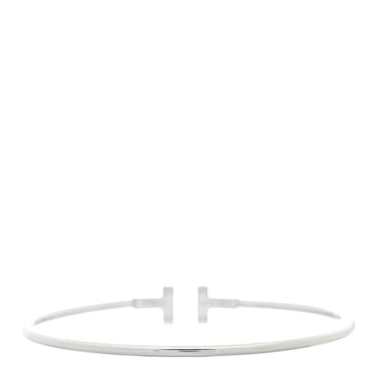 Tiffany 18K White Gold Narrow T Wire Bracelet 3 of 5