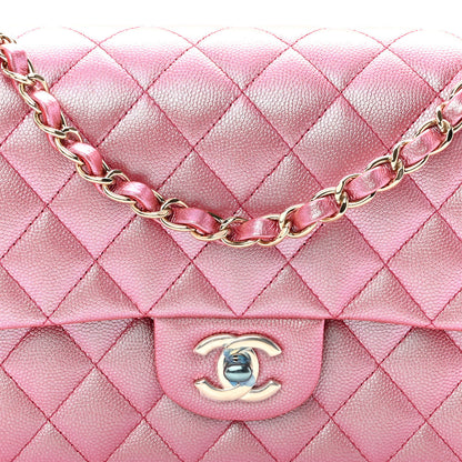 Chanel Iridescent Caviar Quilted Medium Double Flap Pink 7 of 9